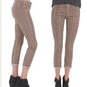 Mother The Looker Crop High Meadow Stripe Skinny Jeans Pants Stripe Size 25